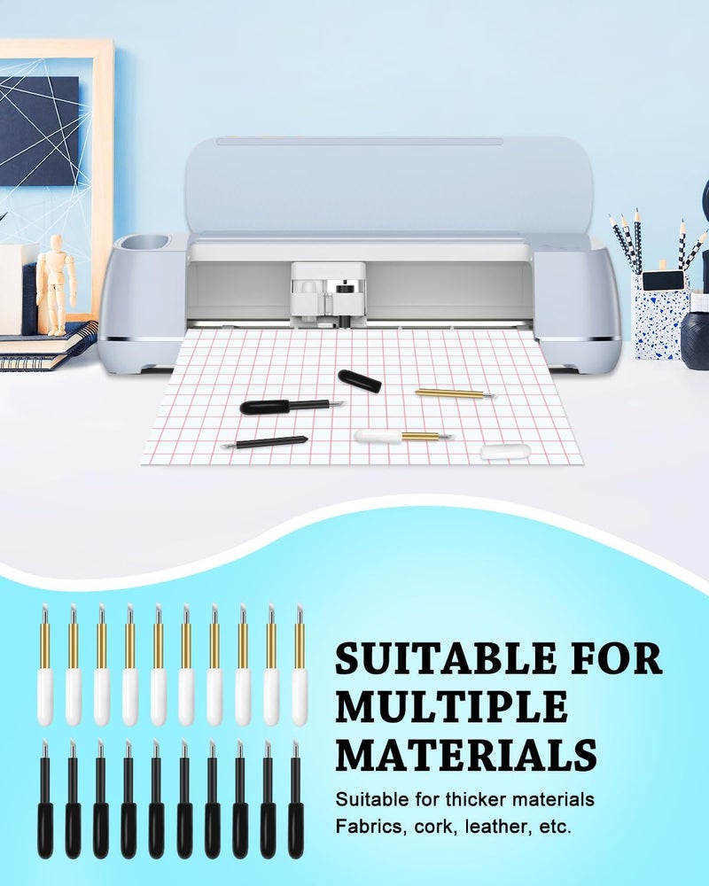 UCEC 10+10PCS Premium Fine Point Standard Blade & Deep Point Cutter Replacement Blades Compatible with Cricut Maker 4/Maker 3/Explore 4/Explore Air, Replacement Cutting Blade for Multiple Material - Image 4